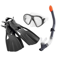Детский набор 3 в 1 для плавания Intex "Спортивный" с маской ластами и трубкой размер XXL Черный (IP-170347)