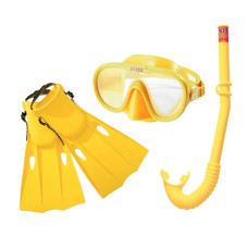 Детский набор 3 в 1 для плавания Intex с маской ластами и трубкой размер L Желтый (IP-171302)