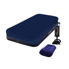 Одноместный надувной матрас Intex Fiber-Tech с подушками наматрасником и электронасосом 76x191x25 см (IP-173383)