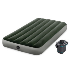 Надувной матрас одноместный Intex Pillow Rest Classic Зеленый ПВХ с насосом 99х191х25 см (IP-171866)