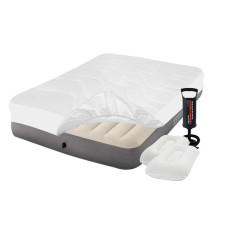 Двухместный надувной матрас с насосом Intex Deluxe наматрасник и подушки Бежевый 152х203х25 см (IP-172760)