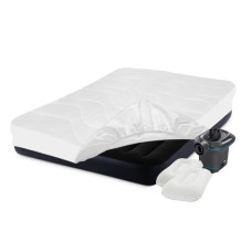 Двухместный надувной матрас с насосом Intex наматрасник и подушки Черный 183x203x25 см (IP-173379)