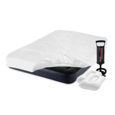 Матрас надувной полуторный для дома Intex Pillow с наматрасником-чехлом двумя подушками и ручным насосом Черный (IP-172875)