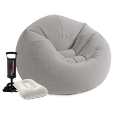 Надувное кресло Intex Beanless Bag с насосом и подушками Серый 107х104х69 см (IP-172870)