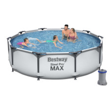 Каркасный бассейн Bestway Max 4678 л 305х76 см с подстаканниками и насосом 1250 л/ч Серый (IP-168634)
