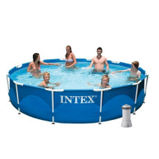 Каркасный бассейн Intex Metal Frame 6503 л 366x76 см с насосом 3785 л/ч тентом и подстилкой Синий (IP-172509)