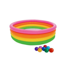 Детский надувной бассейн Intex Радуга» 770 л 168х46 см винил с шариками Разноцветный (IP-169465)