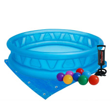 Надувной бассейн детский Intex Летающая тарелка 790 л 188х46 см винил с шариками подстилкой и насосом Голубой (IP-172949)