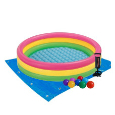 Детский надувной бассейн Цвета заката 275 л 147х33 см винил с шариками подстилкой и насосом Разноцветный (IP-172947)