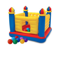 Батут надувной Intex Замок 175х175х135 см с надувным дном с шариками Разноцветный (IP-170269)