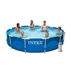 Каркасный бассейн Intex 6503 л 366x76 см ПВХ с лестницей и насосом 2006 л/ч Синий (IP-172510)