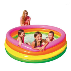 Детский надувной бассейн Intex Радуга 770 л 168х46 см с шариками тентом подстилкой и насосом Разноцветный (IP-172208)