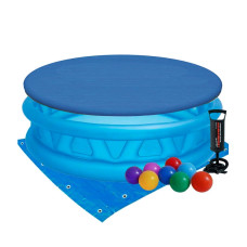 Детский надувной бассейн Intex Летающая тарелка 790 л 188х46 см с шариками тентом подстилкой и насосом Голубой (IP-172212)