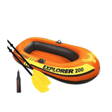 Надувная лодка Intex Explorer 200 185х94 см полутораместная винил с веслами и насосом Разноцветный (IP-173308)