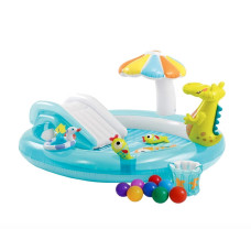 Детский надувной бассейн Intex Крокодил 160 л 201х170х84 см с шариками Разноцветный (IP-172935)