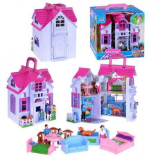 Игрушечный домик Limo Toy F611 раскладной 27х26х18 см с мебелью пластик Розовый (F611(Pink)-RT)