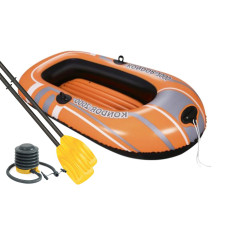 Надувная гребная лодка полутораместная Bestway Kondor 2000 Set Pro с веслами и насосом Оранжевая 188х98 см (IP-171195)