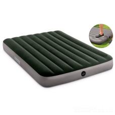 Полуторный надувной матрас для дома Intex Standart с ножным насосом ПВХ Зеленый 137x191x25 см (IP-171970)