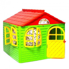 Детский игровой домик DOLONI TOYS со шторками пластиковый 129х32х87 см Разноцветный (02550/3-RT)