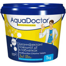 Дезинфицирующее средство для бассейна AquaDoctor, 3 в 1, хлор, альгицид, коагулянт, 1 кг (MCT-1-INT)