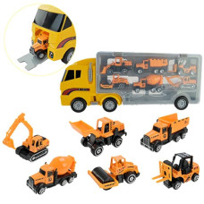 Автовоз с машинками АвтоПром PS006-4 в наборе 6 строительных машин (PS006-4-RT)