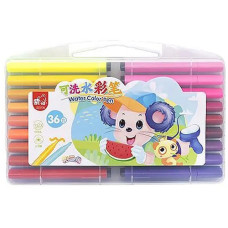 Набор фломастеров 36 штук Bambi 204-36 B Water color pen в пластиковом боксе, Синий (204-36 Blue-RT)