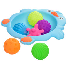 Набор игрушек-пищалок для купания Bambi 916-48 B, Птичка и 6 мячиков, Голубой (916-48 Blue-RT)