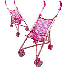 Коляска трость для куклы Bambi 9302 W-15 S с поворотными колесами, Сердечки (9302 W-15-RT)