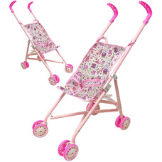 Коляска трость для куклы Bambi 9302 W-18 A с поворотными колесами, Зверята (9302 W-18-RT)