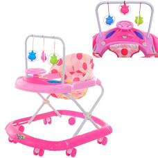 Детские ходунки с рулем Bambi BW2304 P с погремушками, Розовый (BW2304 Pink-RT)
