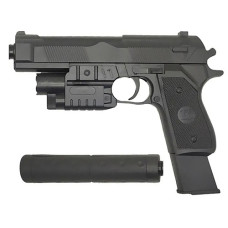 Пистолет с фонариком игрушка Bambi K2012-F G с пульками шариками и глушителем (K2012-F-RT)