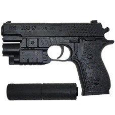 Пистолет с фонариком игрушка Bambi K2118-F+G с пульками шариками и глушителем (K2118-F+-RT)