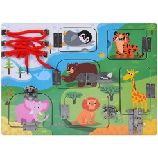 Бизиборд для детей Bambi MD 0146-3, Животные, деревянный, 30х22,5 см (MD 0146-3-RT)