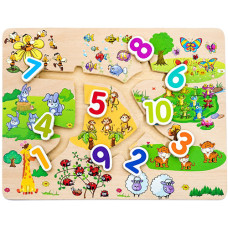 Лабиринт планшет для малышей Bambi MD 0817-2, Цифры, деревянный (MD 0817-2-RT)