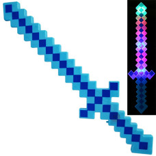 Пиксельный меч Майнкрафт Bambi MW2225 B со светом и звуком, Синий (MW2225 Blue-RT)