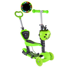 Детский самокат с сиденьем Bambi SC20139 G, со светящимися колесами (SC20139 Green-RT)