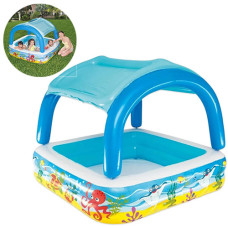 Детский надувной бассейн с навесом Bestway, квадратный 140х114 см, 265 л (52192-INT)