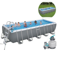 Каркасный бассейн прямоугольный Bestway с лестницей, фильтром и тентом, 640х274 см (IP-174441)