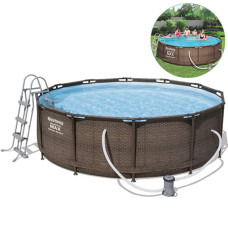 Каркасный бассейн с лестницей и фильтром Bestway, Steel Pro Frame 366х100 см, 9150 л (56709-INT)