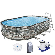 Каркасный бассейн с гидромассажем Bestway 610х366х122 см, с лестницей, фильтром, подсветка (IP-172665)