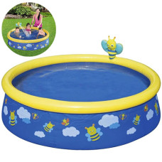 Надувной бассейн с фонтаном Bestway, Синяя пчелка 152х38 см, 477 л (57326-bee-INT)
