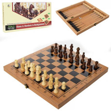Настольная игра Шахматы 3 в 1 BK Toys B3116 T шахматы, нарды и шашки (B3116-RT)