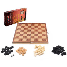 Деревянные шахматы 3 в 1 BK Toys S2416 T Шахматы,нарды и шашки (S2416-RT)