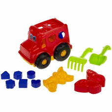 Сортер автобус Colorplast 0251, Бусик №2 с грабельками и пасочками (0251 Red-RT)