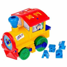 Сортер паровоз Colorplast 1-015 с часами, буквами и цифрами, 24 см (1-015 Yellow-RT)