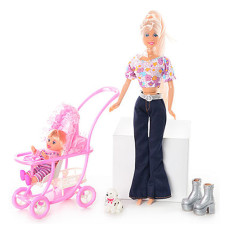 Детская кукла с дочкой Defa 20958-V с аксессуарами, Фиолетовый (20958 Violet-RT)