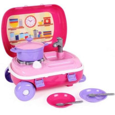 Кухня в чемодане игровой набор с посудой ТехноК розовый (6061)