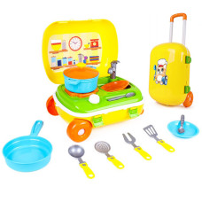 Детская кухня в чемодане на колесах 6078TXK на 14 предметов (6078TXK-RT)
