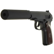 Детский страйкбольный пистолет с глушителем Макарова М, черный (G29A-RT)