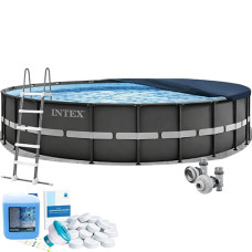 Каркасный бассейн Intex Ultra XTR, в наборе лестница, подстилка, тент, химия, 732x132 см (IP-176013) Каркасный бассейн Intex Ultra XTR, в наборе лестница, подстилка, тент, химия, 732x132 см (IP-176013)